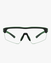 Summit Sport Shield Glasses in Trail Green, front view on a light gray studio background