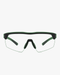 Summit Sport Shield Glasses in Trail Green, front view on a light gray studio background