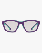 Trail Kids Sport Glasses in Purple Aqua, front view on a light gray studio background