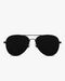 Vela Aviator Sunglasses in Black and Green, front view on a light gray studio background