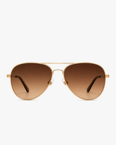 Front view of Vela Aviator Sunglasses on a light gray studio background