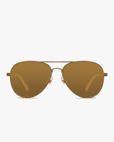 Vela Aviator Sunglasses in Rose Gold and Mauve, front view on a light gray studio background