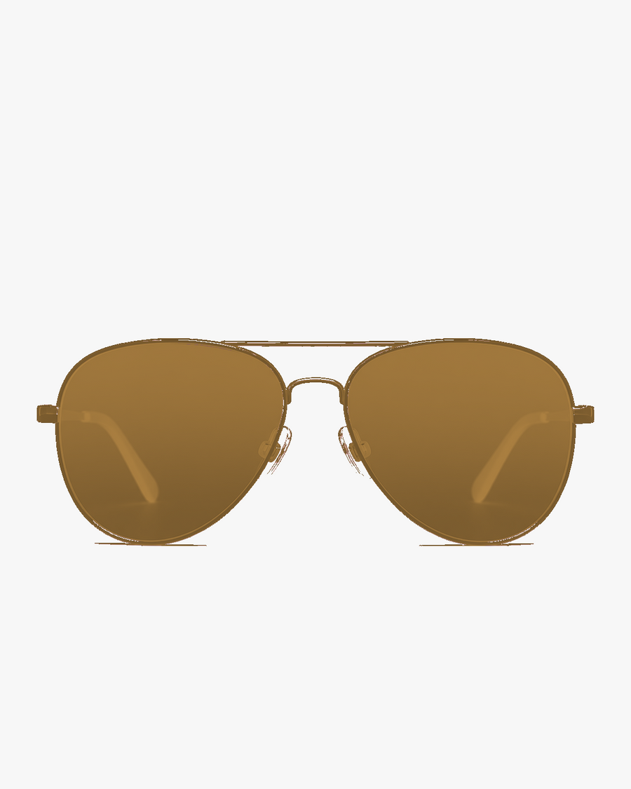 Vela Aviator Sunglasses in Rose Gold and Mauve, front view on a light gray studio background