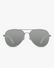 Vela Aviator Sunglasses in Silver and Smoke, front view on a light gray studio background