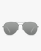 Vela Aviator Sunglasses in Silver and Smoke, front view on a light gray studio background