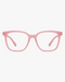 Willow Blue Light Glasses in Blush Pink, front view on a light gray studio background