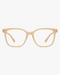 Willow Blue Light Glasses in Clear Champagne, front view on a light gray studio background