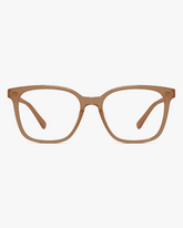 Willow Blue Light Glasses in Warm Tortoise, front view on a light gray studio background